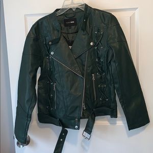 Fashion Nova Green Leather Jacket